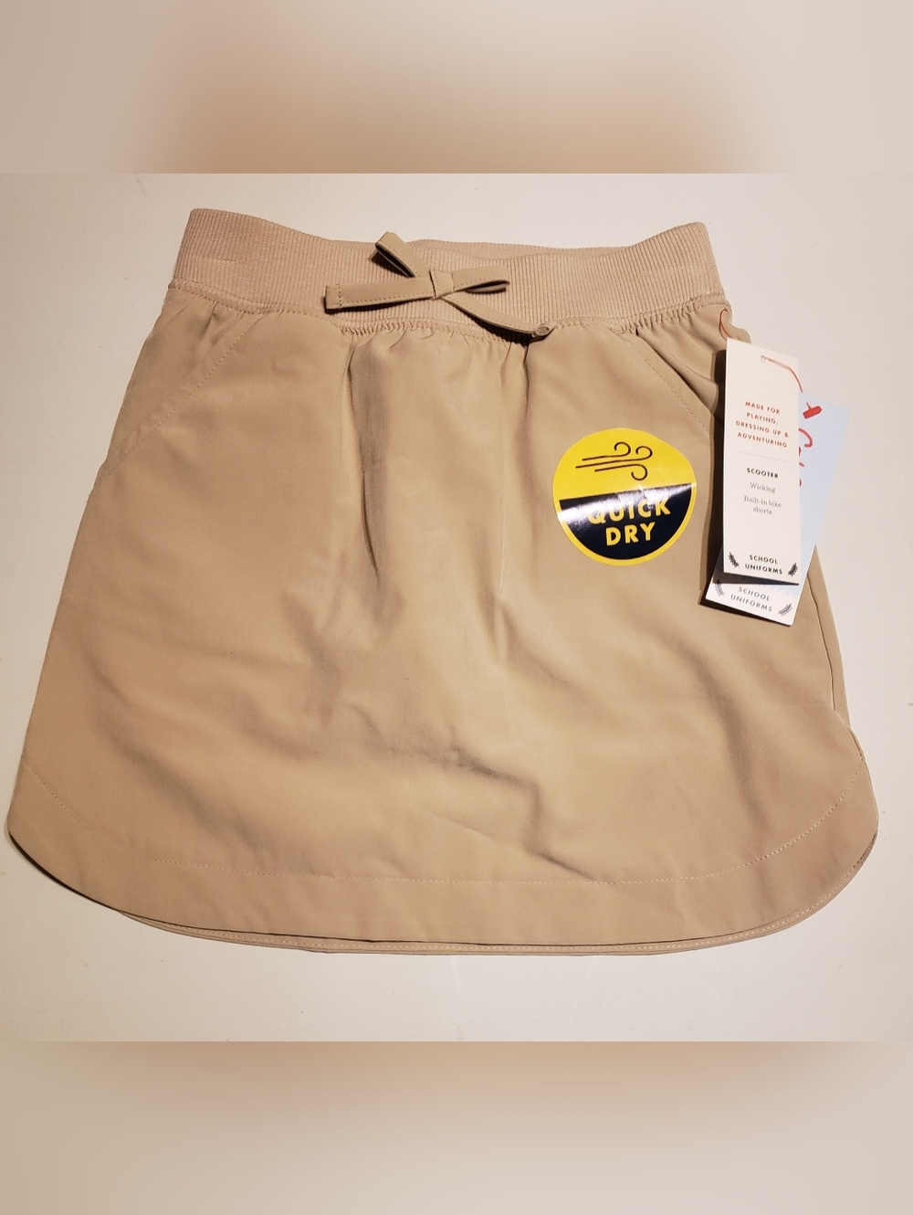 Cat & Jack Tan Elastic Waist Skirt with Front Bow